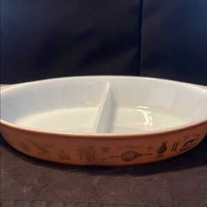 Pyrex Divided Dish - White and Brown